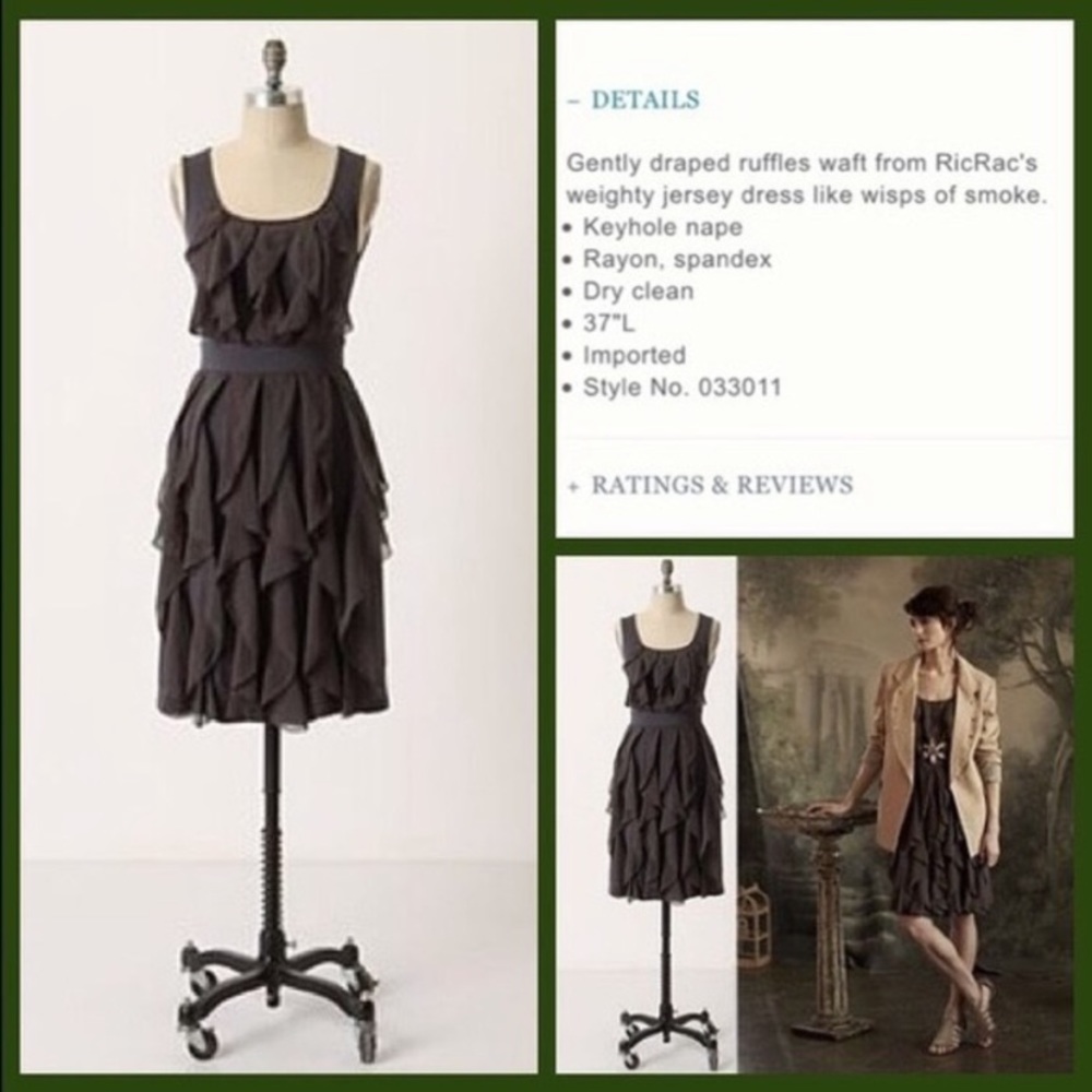 Anthropologie dress in dark gray.